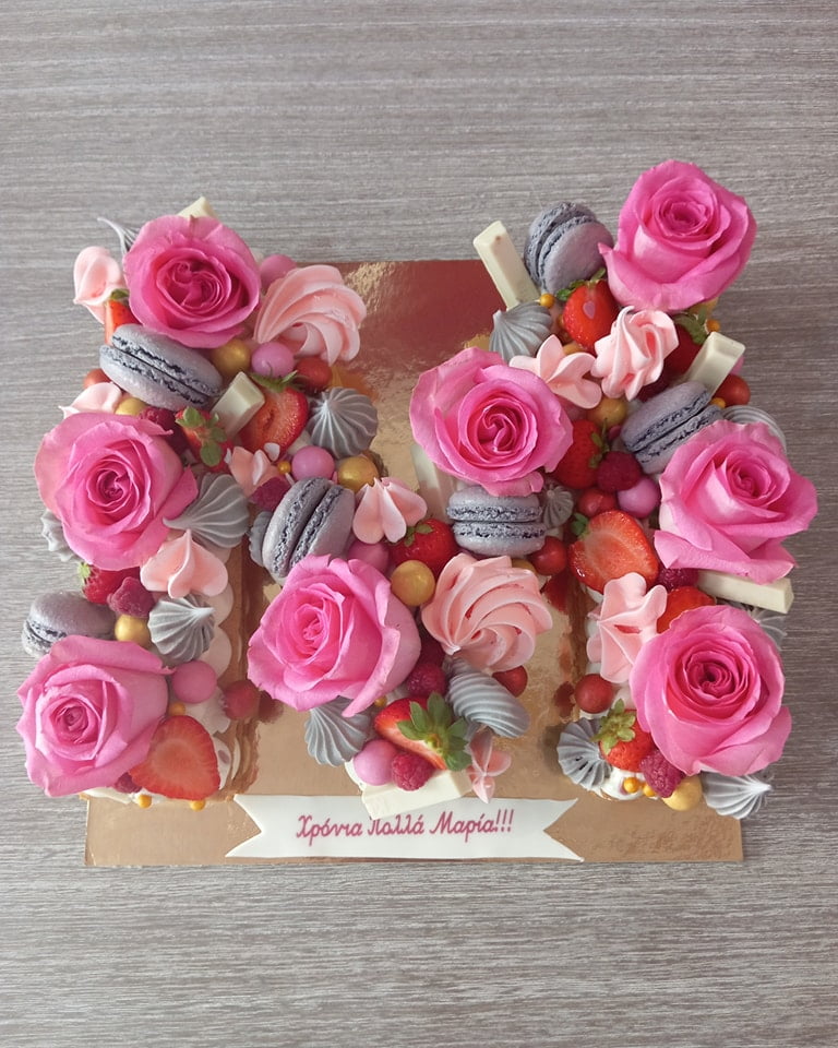 letter cake with flowers